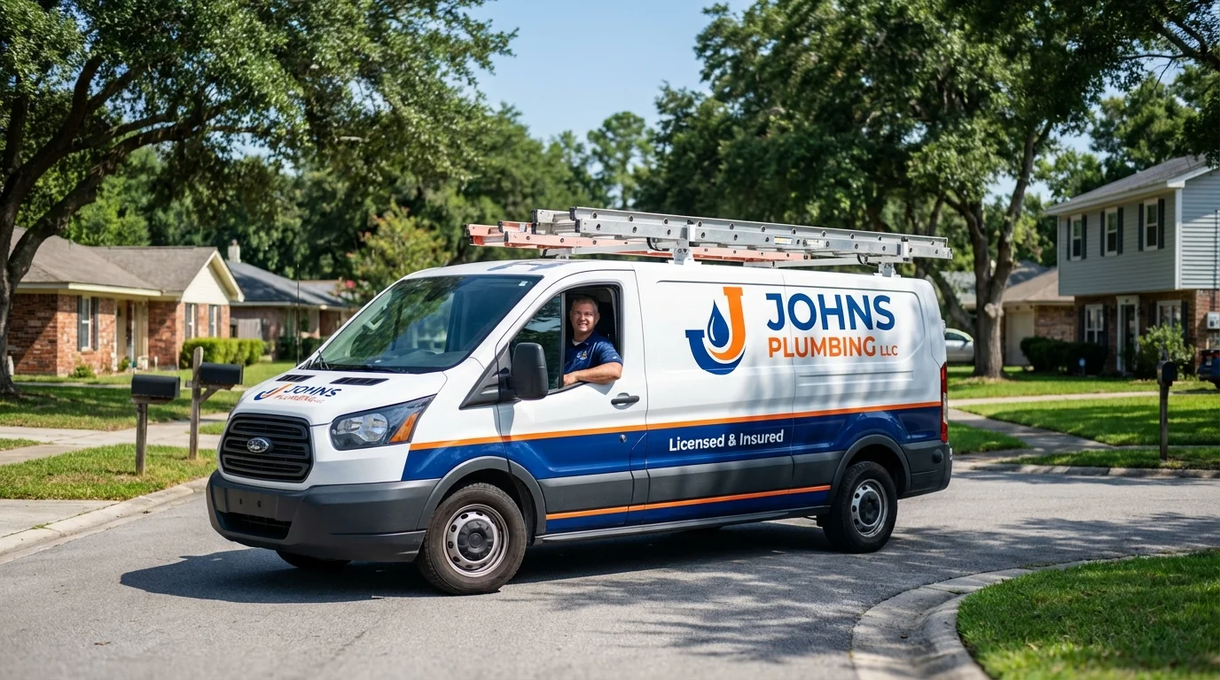 Johns Plumbing LLC service van in New Albany, OH